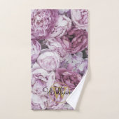 ピンク牡丹フローラエレガント金ゴールドモノグラム バスタオルセット (ハンドタオル)