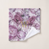 ピンク牡丹フローラエレガント金ゴールドモノグラム バスタオルセット (ウォッシュタオル)