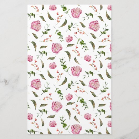 ピンク牡丹フローラカスタム文具 便箋 (裏面)