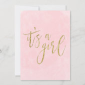 ピンク牡丹フローラケーキガールベビーシャワー 招待状 (裏面)