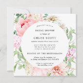 ピンク牡丹フローラスクエアブライダルシャワー 招待状 (正面)