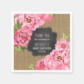 ピンク牡丹フローラバーラップ赤ちゃんシャワー装飾 スタンダードカクテルナプキン (正面)