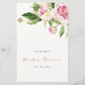 ピンク牡丹フローラブライダルシャワー単語スクランブルゲーム (裏面)