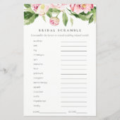 ピンク牡丹フローラブライダルシャワー単語スクランブルゲーム (正面)