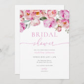ピンク牡丹フローラブライダルシャワー招待 招待状 (正面/裏面)