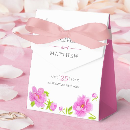 ピンク牡丹フローラマゼンタ結婚式の引き出物ボックス フェイバーボックス (ウェディング)