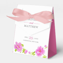 ピンク牡丹フローラマゼンタ結婚式の引き出物ボックス フェイバーボックス