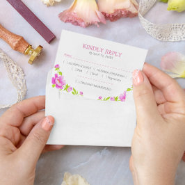 ピンク牡丹フローラマゼンタRSVP 出欠カード