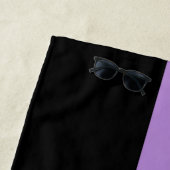 ピンク牡丹フローラモノグラムパープルブラック ビーチタオル (インサイチュ)