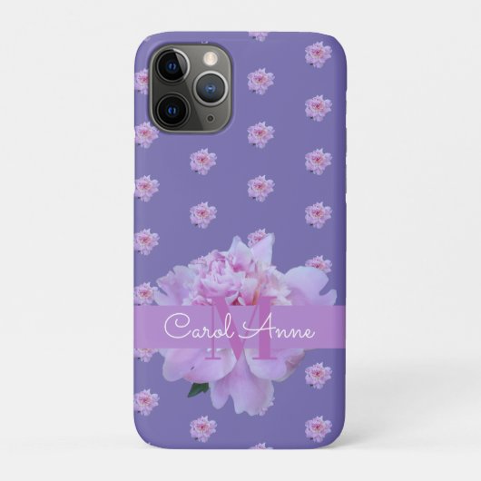 ピンク牡丹フローラモノグラムパープル Case-Mate iPhoneケース (裏)