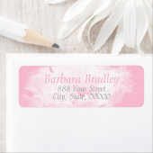 ピンク牡丹フローラルパターン1差出人住所 ラベル (インサイチュ)