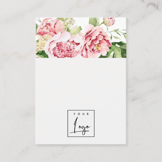 ピンク牡丹フローラロゴ空白のジュエリー表示 名刺 (正面)