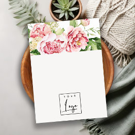 ピンク牡丹フローラロゴ空白のジュエリー表示 名刺