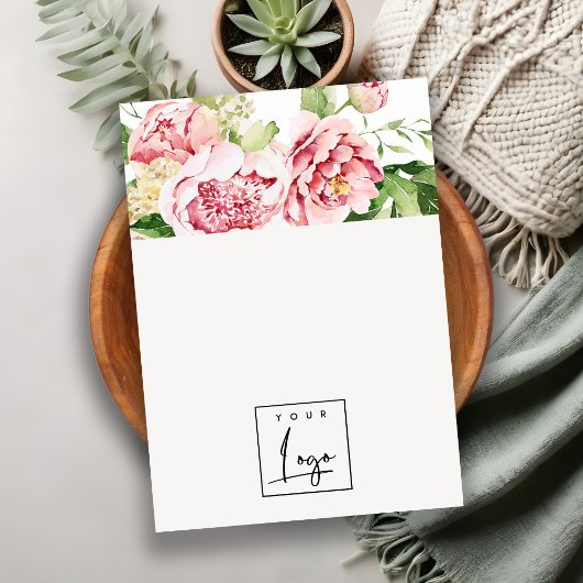 ピンク牡丹フローラロゴ空白のジュエリー表示 名刺