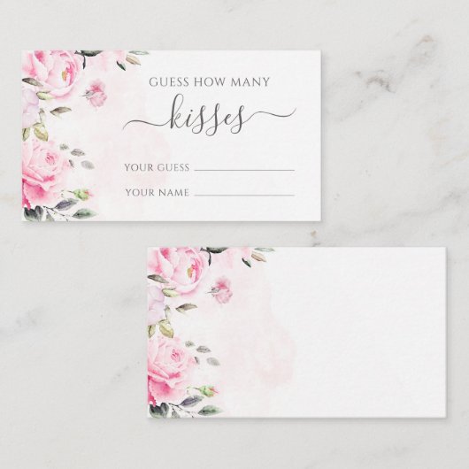 ピンク牡丹フローラ推測する数のキスゲームカード エンクロージャーカード (正面/裏面)