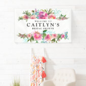 ピンク牡丹フローラ水彩ブライダルシャワーへようこそ 横断幕 (インサイチュ)