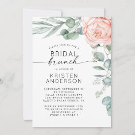 ピンク牡丹フローラ水彩ブライダルシャワーインビタット 招待状