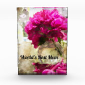 ピンク牡丹フローラ水彩世界最高の母母 フォトブロック (正面)