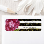 ピンク牡丹フローラ白黒ストライプ ラベル (インサイチュ)