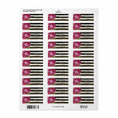 ピンク牡丹フローラ白黒ストライプ ラベル (フルシート)