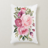 ピンク牡丹フローラ花水色エレガント アクセントクッション (正面(垂直))