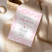 ピンク牡丹フローラ赤ちゃんシャワー 招待状