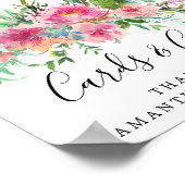 ピンク牡丹フローラDIYウェディングカードとギフトサイン ポスター (角)