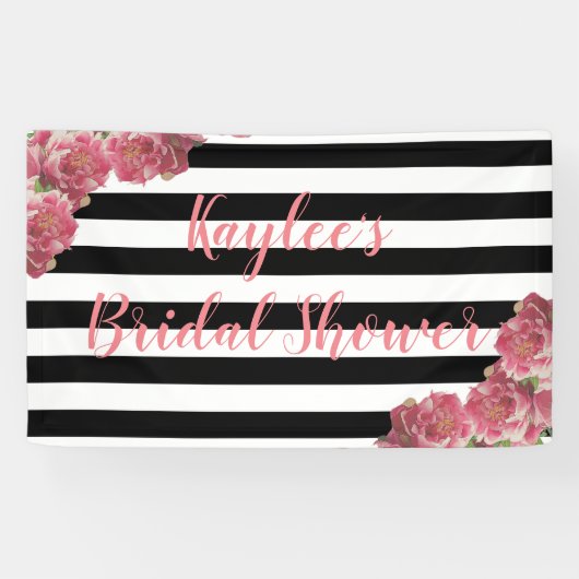 ピンク牡丹ブライダルシャワーフローラ背景 横断幕 (横)