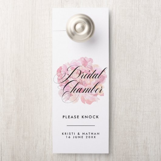 ピンク牡丹ブライダル結婚チェンバーズドアサイン ドアノブサイン (ノブ)