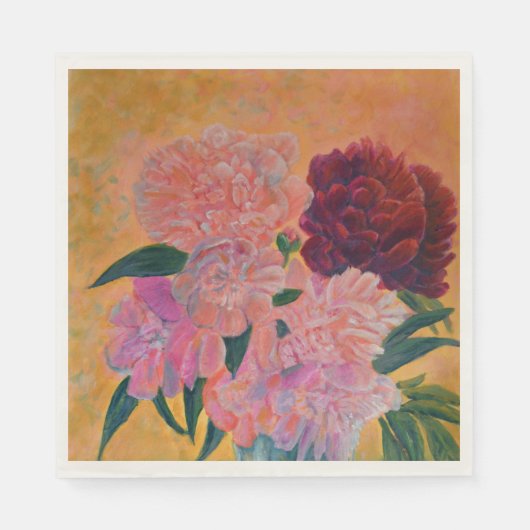 ピンク牡丹ブーケナプキン スタンダードランチョンナプキン (正面)