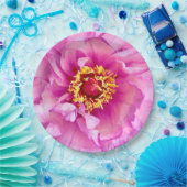 ピンク牡丹プレート、9"ラウンド紙プレート ペーパープレート (パーティー)