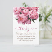 ピンク牡丹ベビーシャワーありがとう サンキューカード (スタンド正面)