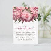 ピンク牡丹ベビーシャワーありがとう サンキューカード (スタンド正面)