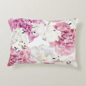 ピンク牡丹ホワイトチューリップヴィンテージ アクセントクッション (裏面)
