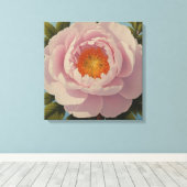 ピンク牡丹ポートレート キャンバスプリント (インサイチュ (ウッドフロア))