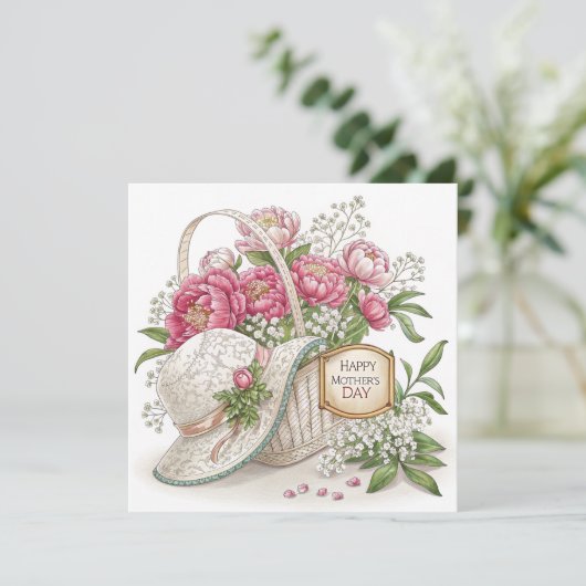 ピンク牡丹マザーズの日フラットアナウンスメントカード 案内状 (スタンド正面)