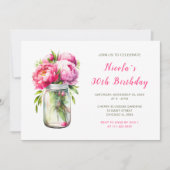 ピンク牡丹メイスンジャールバースデーパーティー 招待状 (正面)