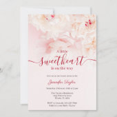 ピンク牡丹リトルスウィートガールベビーシャワー 招待状 (正面)