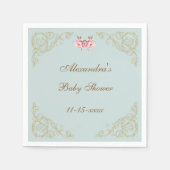 ピンク牡丹ロココヴィンテージ花赤ちゃんシャワー スタンダードカクテルナプキン (正面)