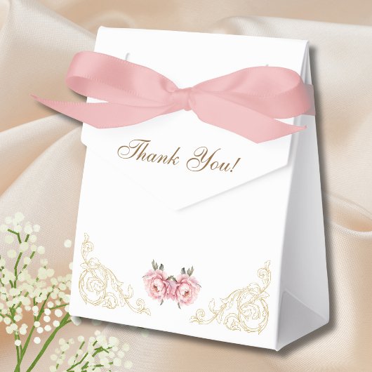 ピンク牡丹ロココヴィンテージ花赤ちゃんシャワー フェイバーボックス