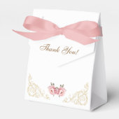 ピンク牡丹ロココヴィンテージ花赤ちゃんシャワー フェイバーボックス (正面サイド)