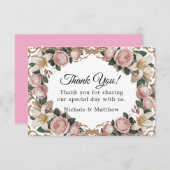 ピンク牡丹ロコフレーム結婚ズ サンキューカード (正面/裏面)