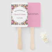 ピンク牡丹ロコフレーム結婚ズ ハンドファン (正面&裏面)