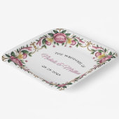 ピンク牡丹ロコフレーム結婚ズ ペーパープレート (傾斜あり)