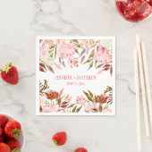 ピンク牡丹ワイルドフラワーグリーン披露宴 | スタンダードカクテルナプキン (インサイチュ)