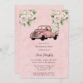 ピンク牡丹ヴィンテージトラックバチェロレッテ 招待状 (正面/裏面)