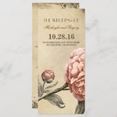 ピンク牡丹ヴィンテージ結婚式プログラム プログラム (正面/裏面)