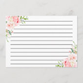 ピンク牡丹植物性ブライダルシャワーレシピカード エンクロージャーカード (裏面)