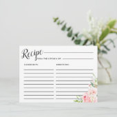 ピンク牡丹植物性ブライダルシャワーレシピカード エンクロージャーカード (スタンド正面)