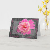 ピンク牡丹母ラージフォントデイカード カード (黄色い花)